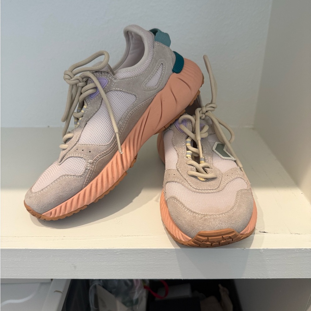 Isabel Marant Beige and Pink Chunky-Soled Sneakers
